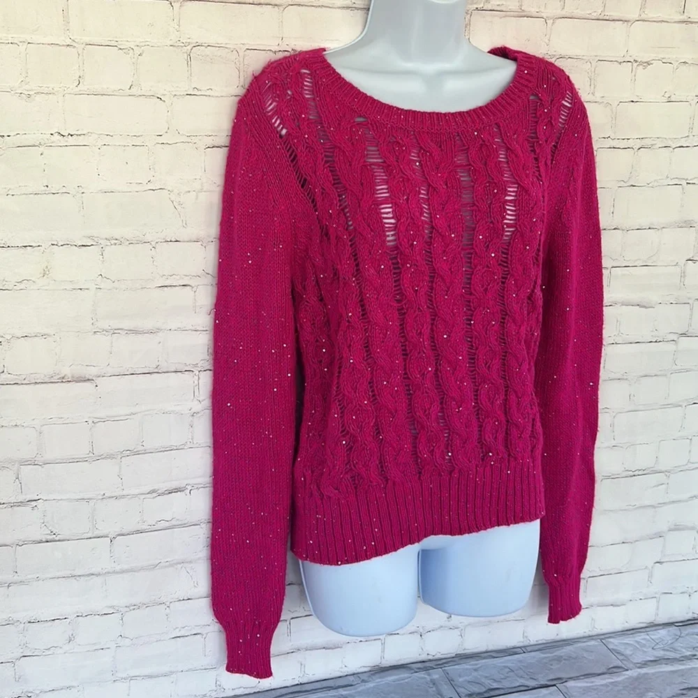 Aeropostal cable knit sequins pullover sweater